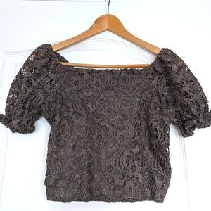 2/$35 Dark Grey Lace Crop top by B+Vestry